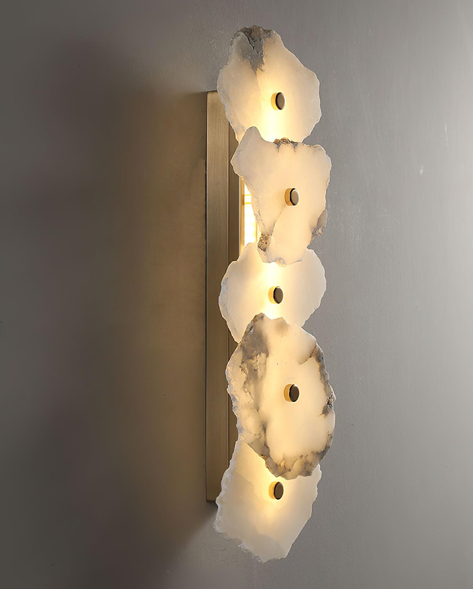 Petra Modern Alabaster Wall Sconce Gold LED Interior Light for Living Room and Bedroom