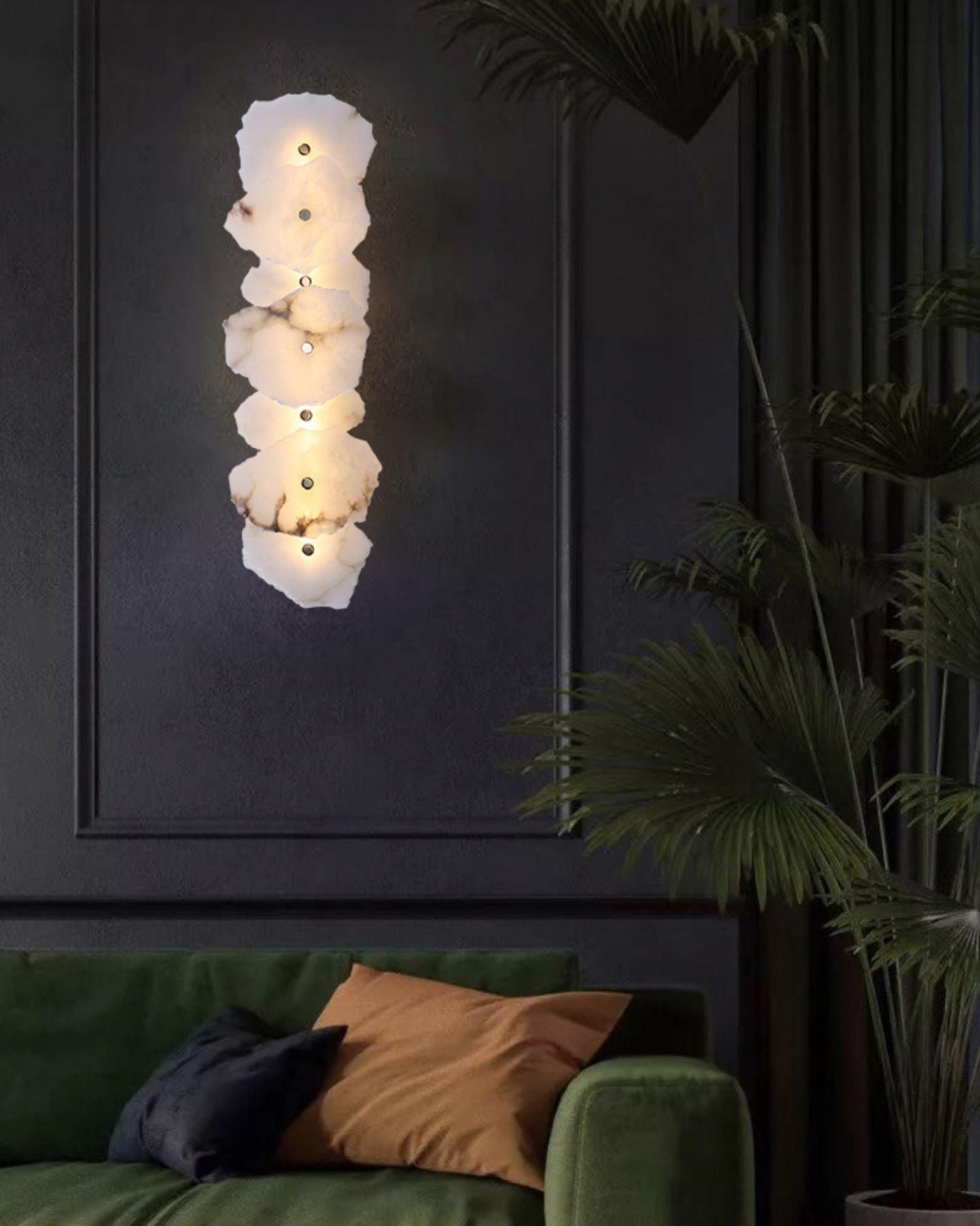 Petra Modern Alabaster Wall Sconce Gold LED Interior Light for Living Room and Bedroom