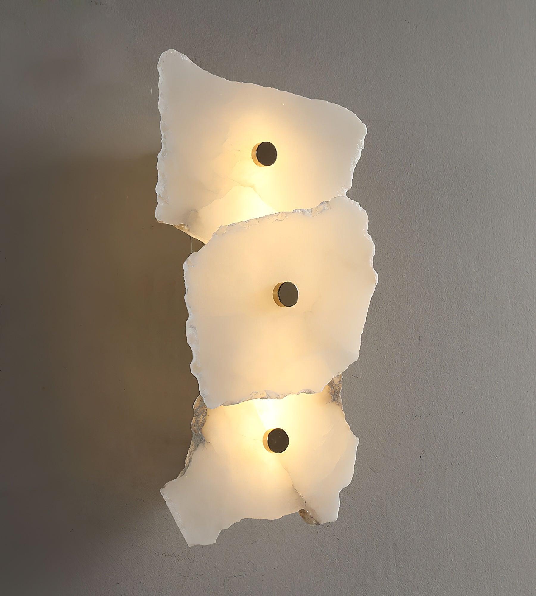 Petra Modern Alabaster Wall Sconce Gold LED Interior Light for Living Room and Bedroom