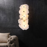 Petra Modern Alabaster Wall Sconce Gold LED Interior Light for Living Room and Bedroom
