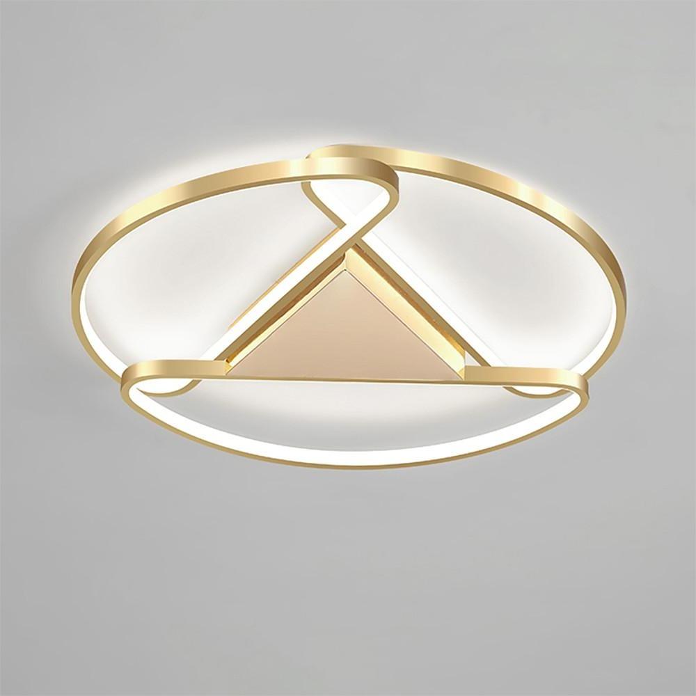 Modern Gold Geometric LED Ceiling Light Fixture Low Profile Flush Mount for Bedroom