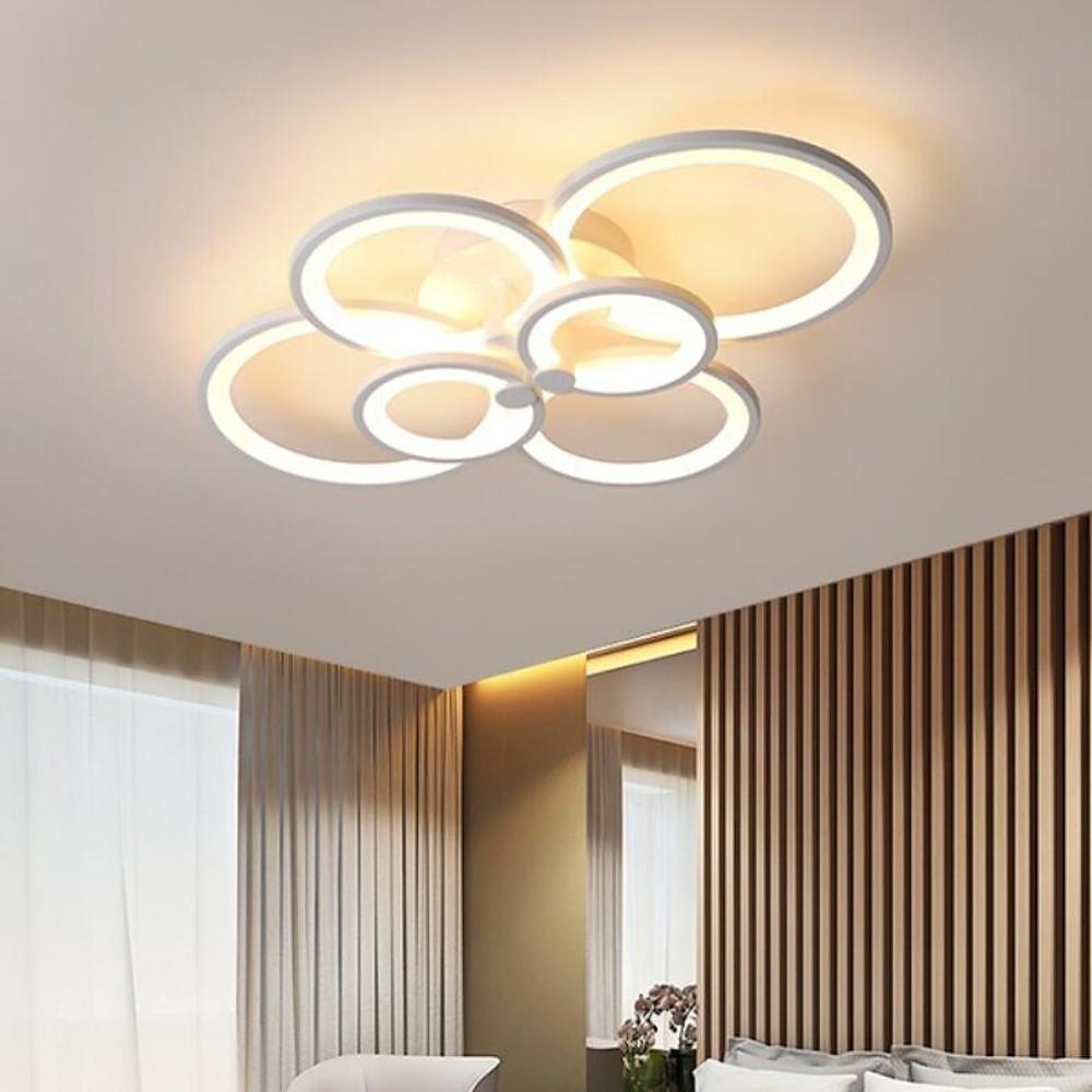 Modern Multi Ring LED Flush Mount Ceiling Light Dimmable Geometric Chandelier for Living Room