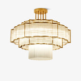 Pharo II Tiered Crystal Pendant Light Modern Luxury Chandelier in Gold and Black Finish