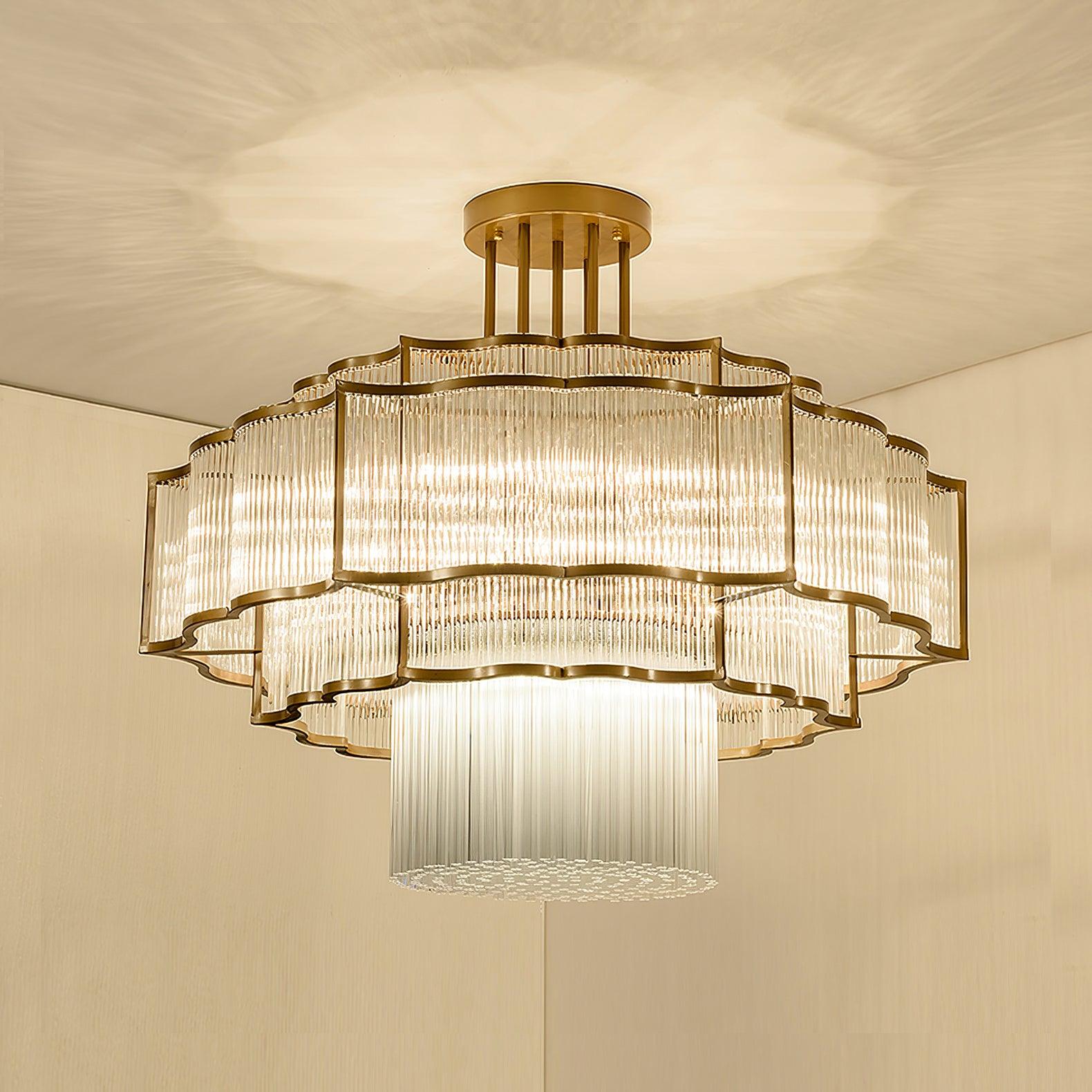 Pharo II Tiered Crystal Pendant Light Modern Luxury Chandelier in Gold and Black Finish
