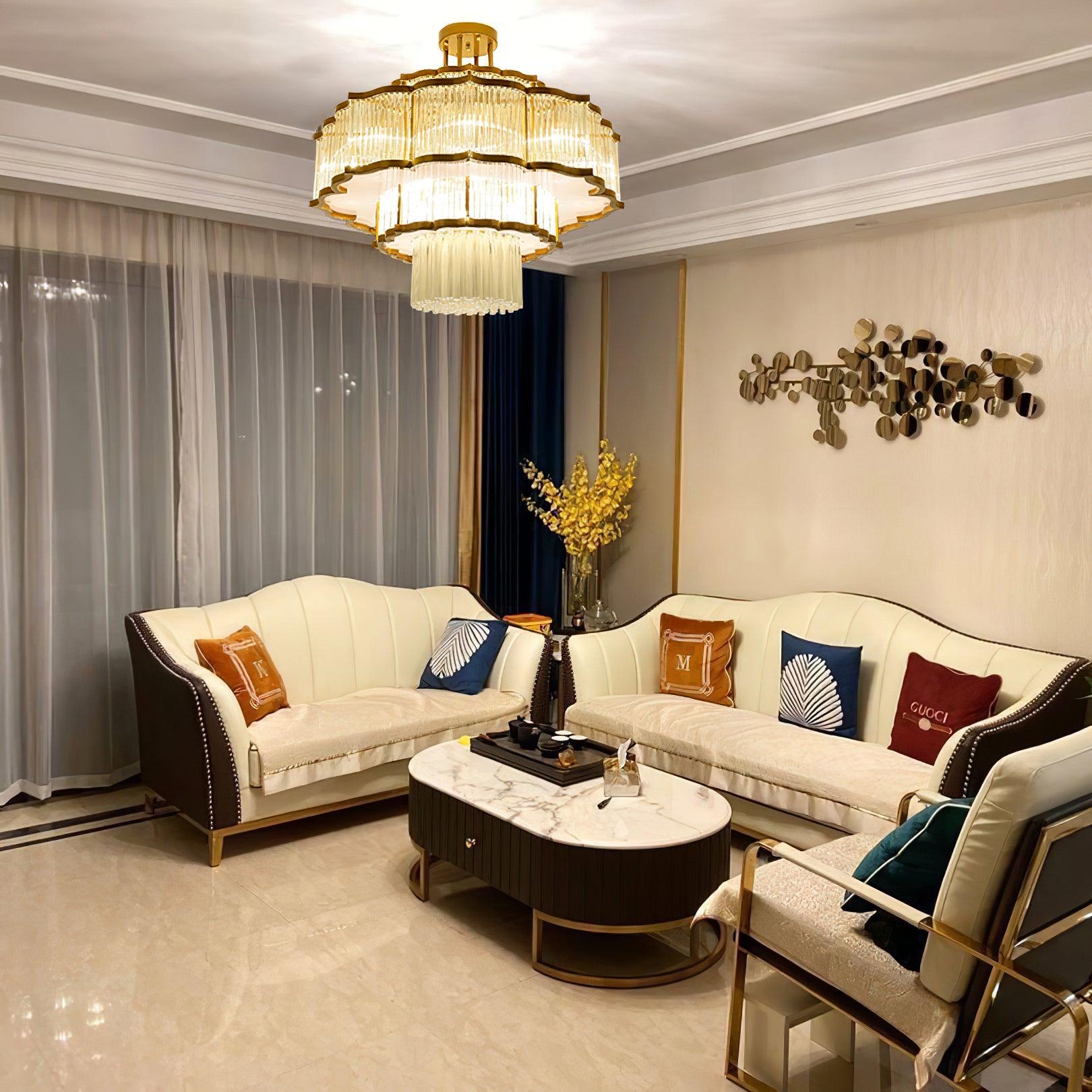 Pharo II Tiered Crystal Pendant Light Modern Luxury Chandelier in Gold and Black Finish
