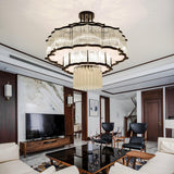 Pharo II Tiered Crystal Pendant Light Modern Luxury Chandelier in Gold and Black Finish