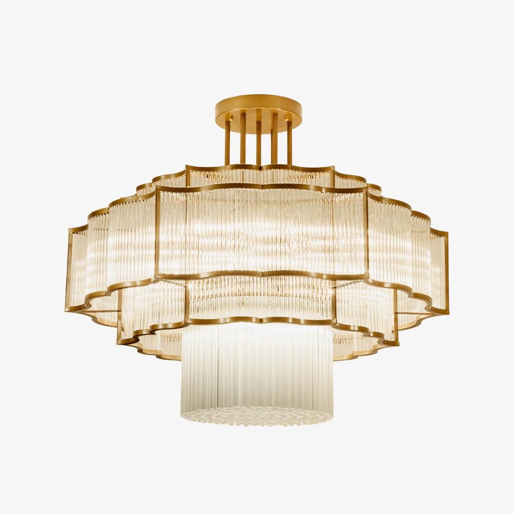 Pharo II Tiered Crystal Pendant Light Modern Luxury Chandelier in Gold and Black Finish