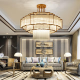 Pharo II Tiered Crystal Pendant Light Modern Luxury Chandelier in Gold and Black Finish