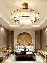 Pharo II Tiered Crystal Pendant Light Modern Luxury Chandelier in Gold and Black Finish