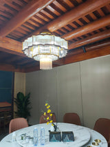 Pharo II Tiered Crystal Pendant Light Modern Luxury Chandelier in Gold and Black Finish