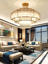 Pharo II Tiered Crystal Pendant Light Modern Luxury Chandelier in Gold and Black Finish