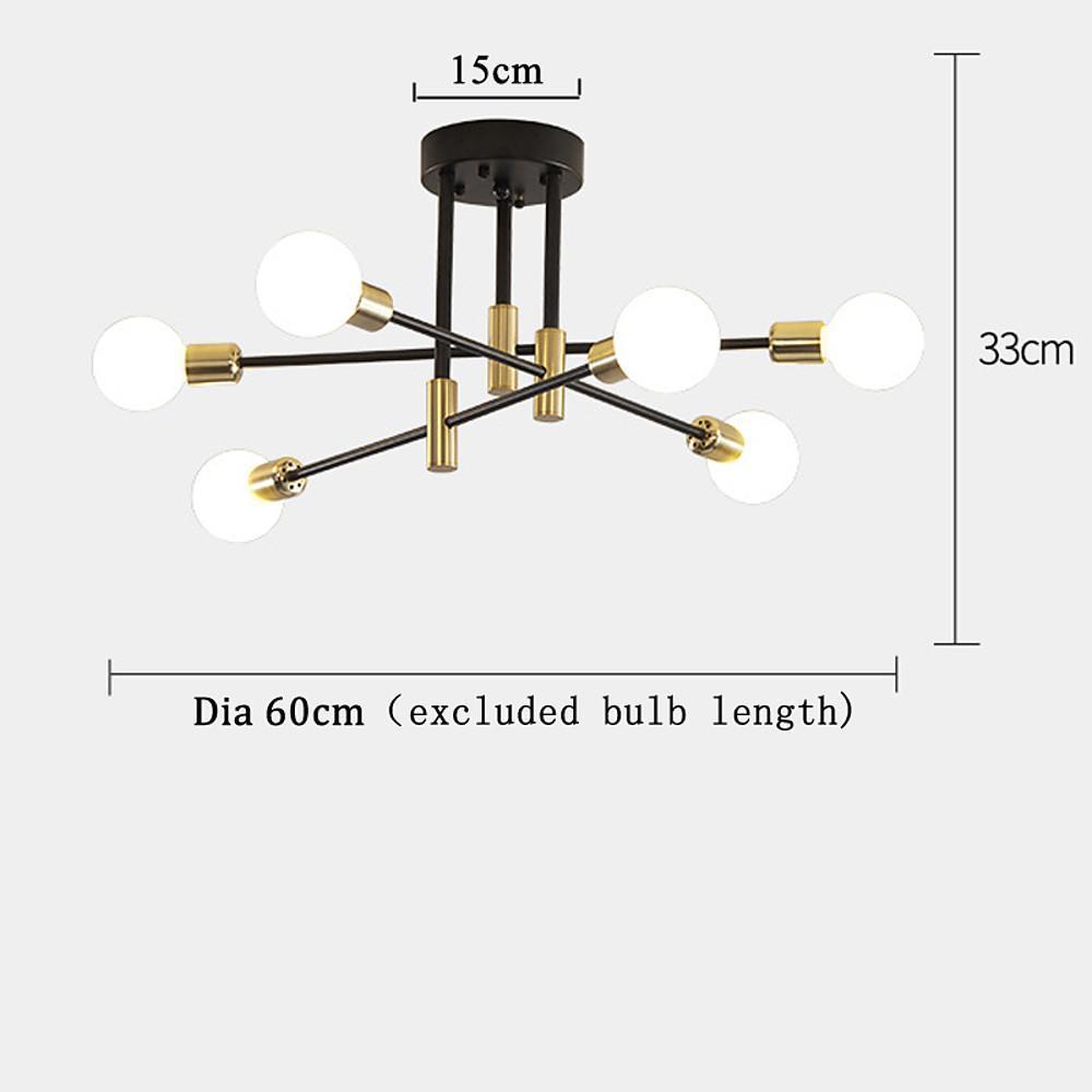 Modern 6 Light Sputnik Flush Mount Ceiling Light Nordic Glass Shade Chandelier for Living Room