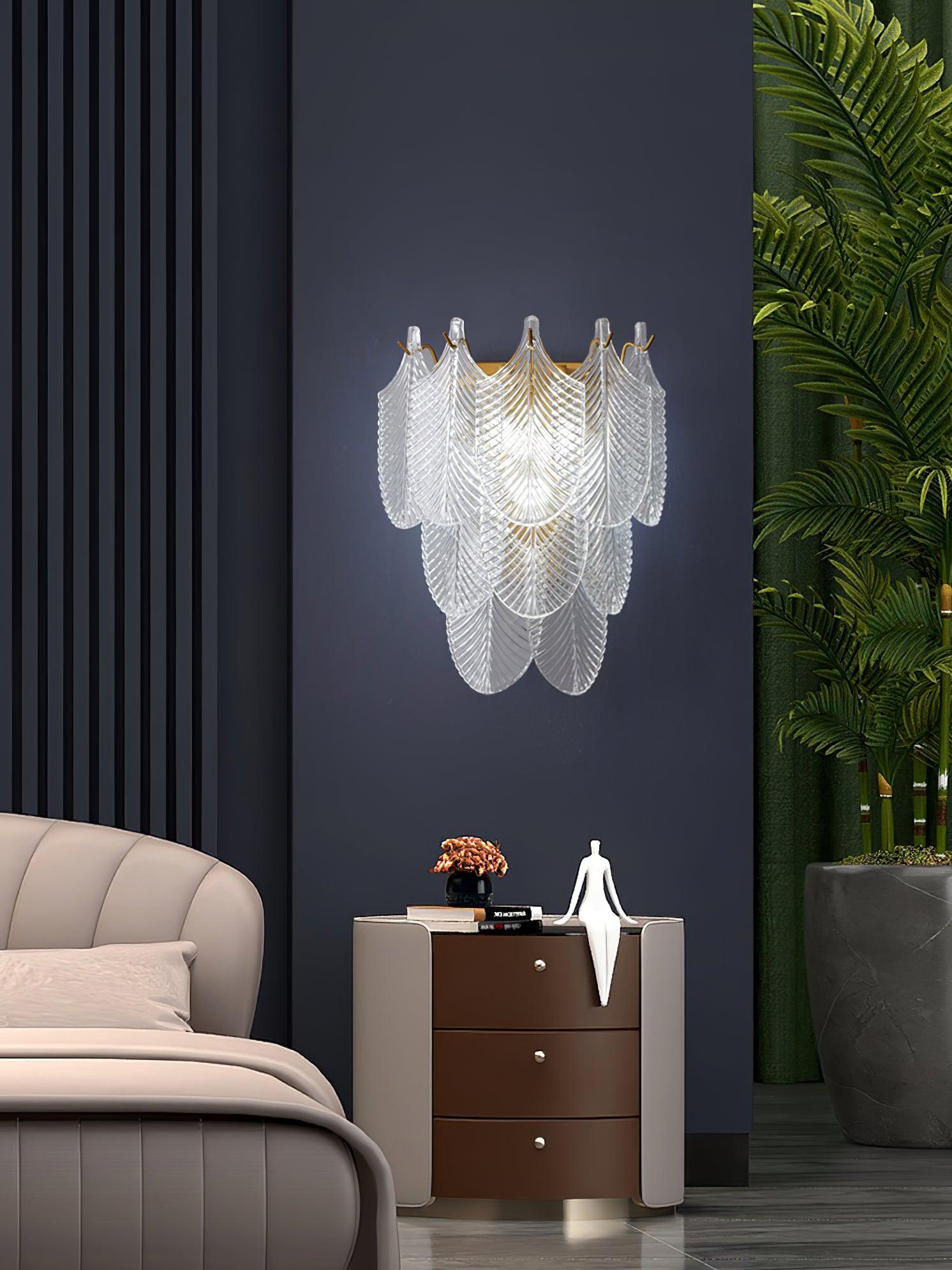 Piemonte Textured Glass Wall Sconce Brass Indoor Lighting Fixture G9 Base