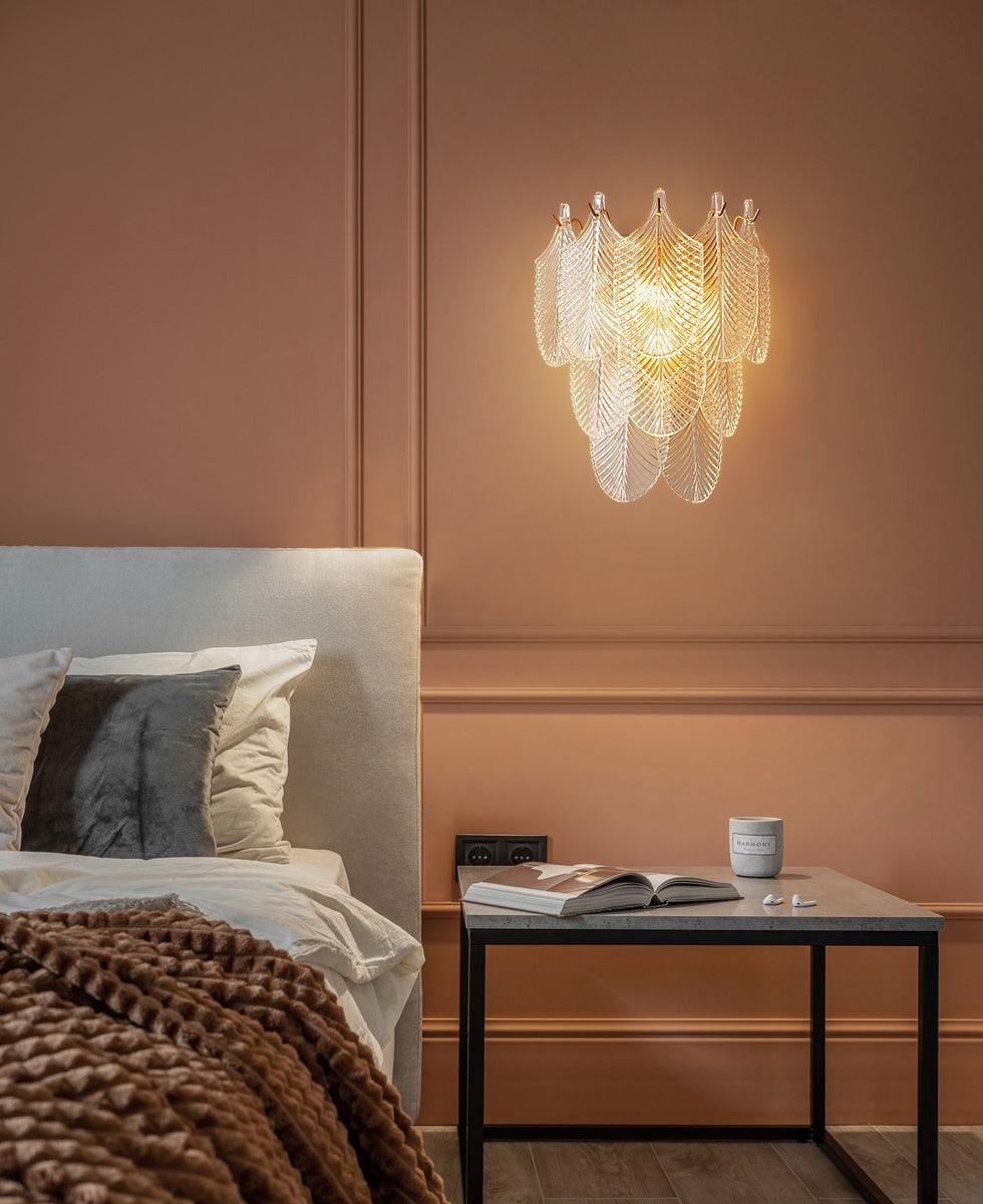 Piemonte Textured Glass Wall Sconce Brass Indoor Lighting Fixture G9 Base