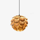 Pinecone Natural Ash Wood Pendant Light Organic Design Ceiling Fixture for Modern Home Interior Lighting