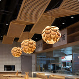Pinecone Natural Ash Wood Pendant Light Organic Design Ceiling Fixture for Modern Home Interior Lighting