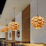 Pinecone Natural Ash Wood Pendant Light Organic Design Ceiling Fixture for Modern Home Interior Lighting