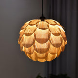Pinecone Natural Ash Wood Pendant Light Organic Design Ceiling Fixture for Modern Home Interior Lighting