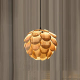 Pinecone Natural Ash Wood Pendant Light Organic Design Ceiling Fixture for Modern Home Interior Lighting
