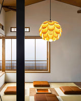 Pinecone Natural Ash Wood Pendant Light Organic Design Ceiling Fixture for Modern Home Interior Lighting