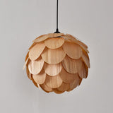 Pinecone Natural Ash Wood Pendant Light Organic Design Ceiling Fixture for Modern Home Interior Lighting