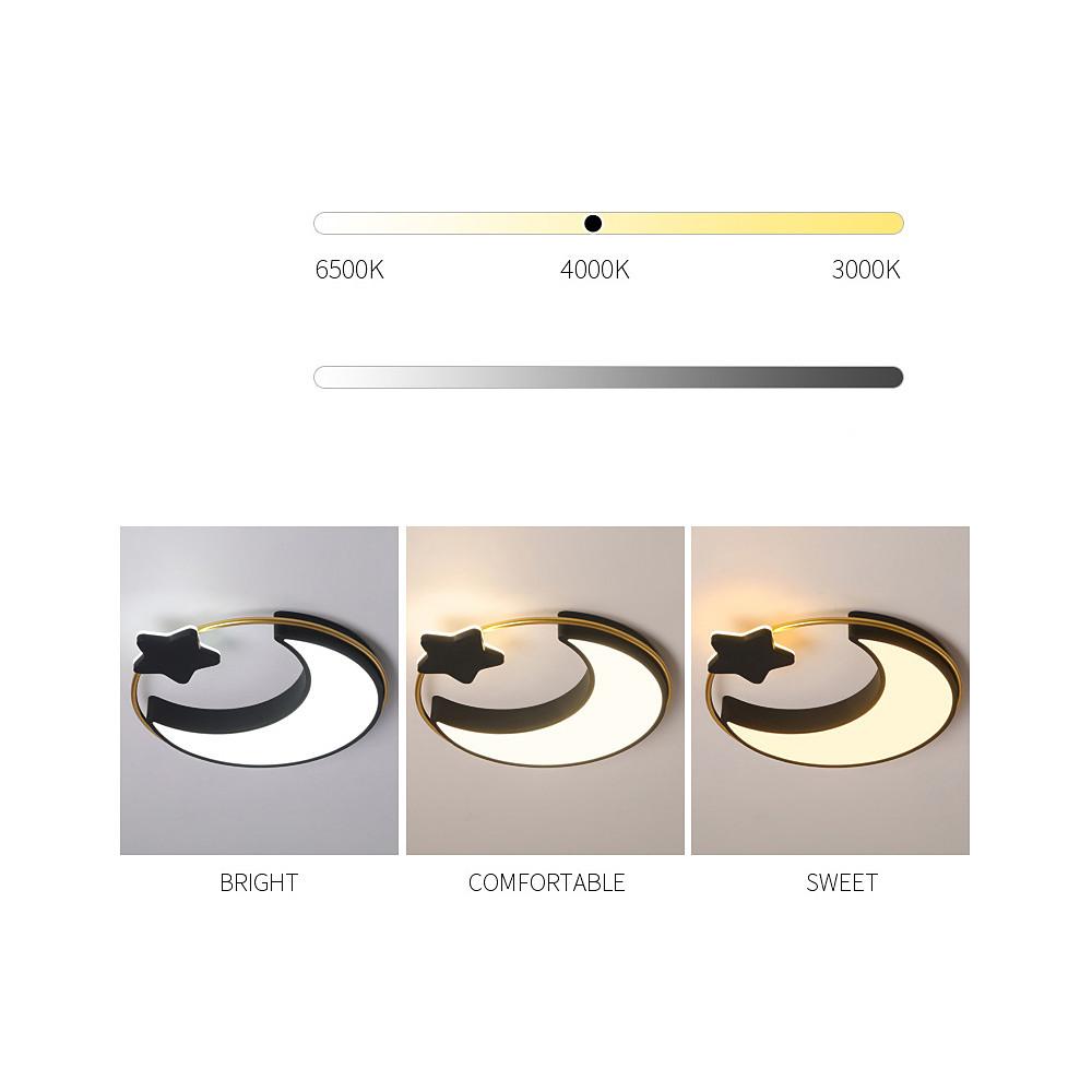 Modern Moon and Star Dimmable LED Flush Mount Ceiling Light for Nursery and Kids Bedroom