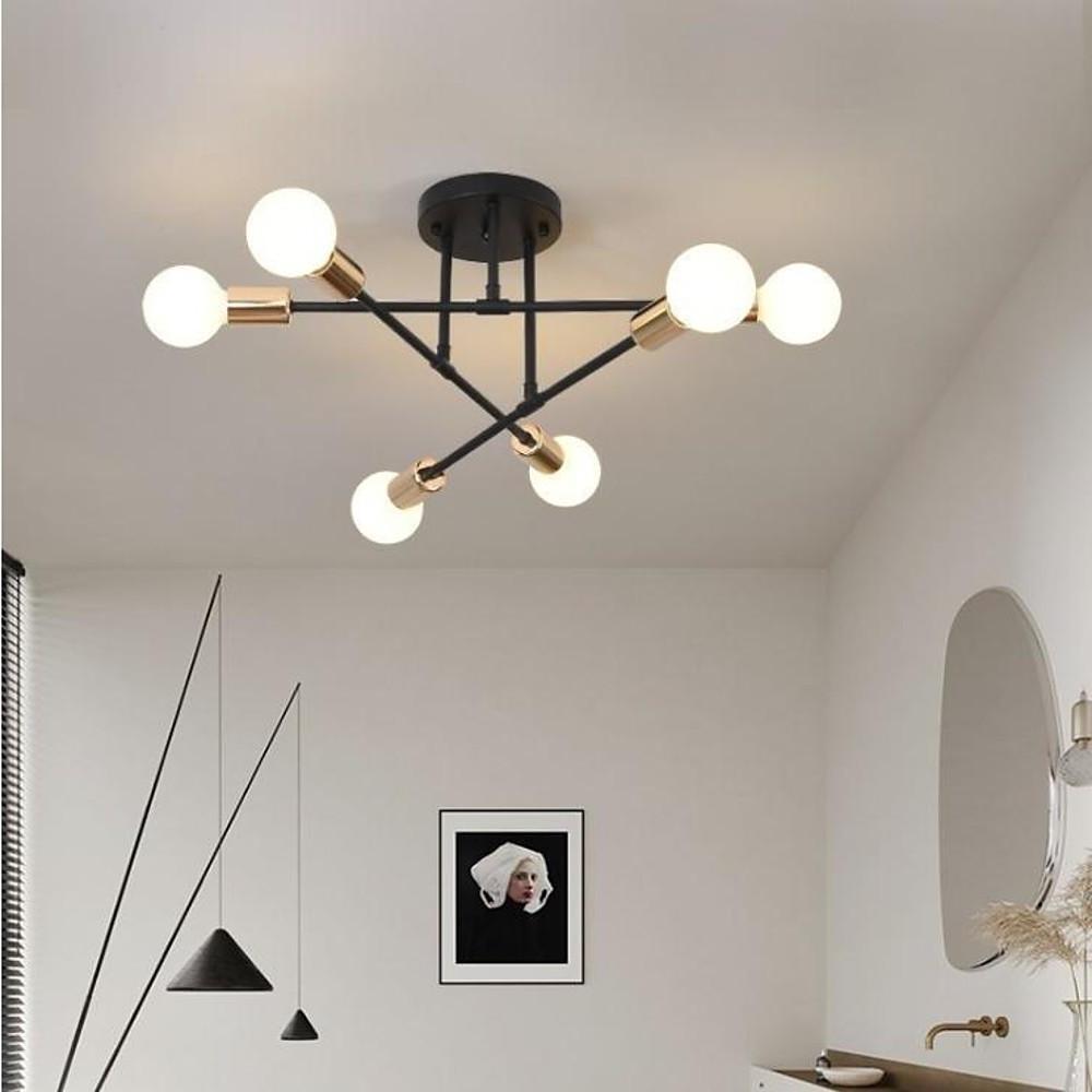 Contemporary 6 Light Geometric Sputnik Semi Flush Mount Ceiling Fixture