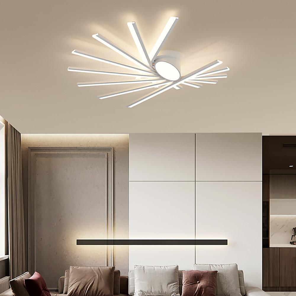 Modern Minimalist White LED Flush Mount Ceiling Light with Linear Oval Stick Design