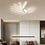 Modern Minimalist White LED Flush Mount Ceiling Light with Linear Oval Stick Design
