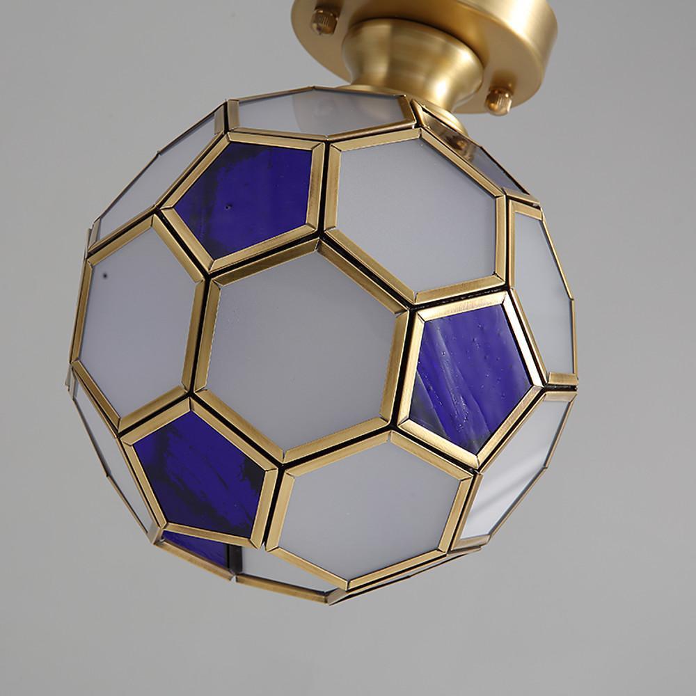 Modern Football Glass Flush Mount Ceiling Light Fixture for Kids Bedroom and Playroom