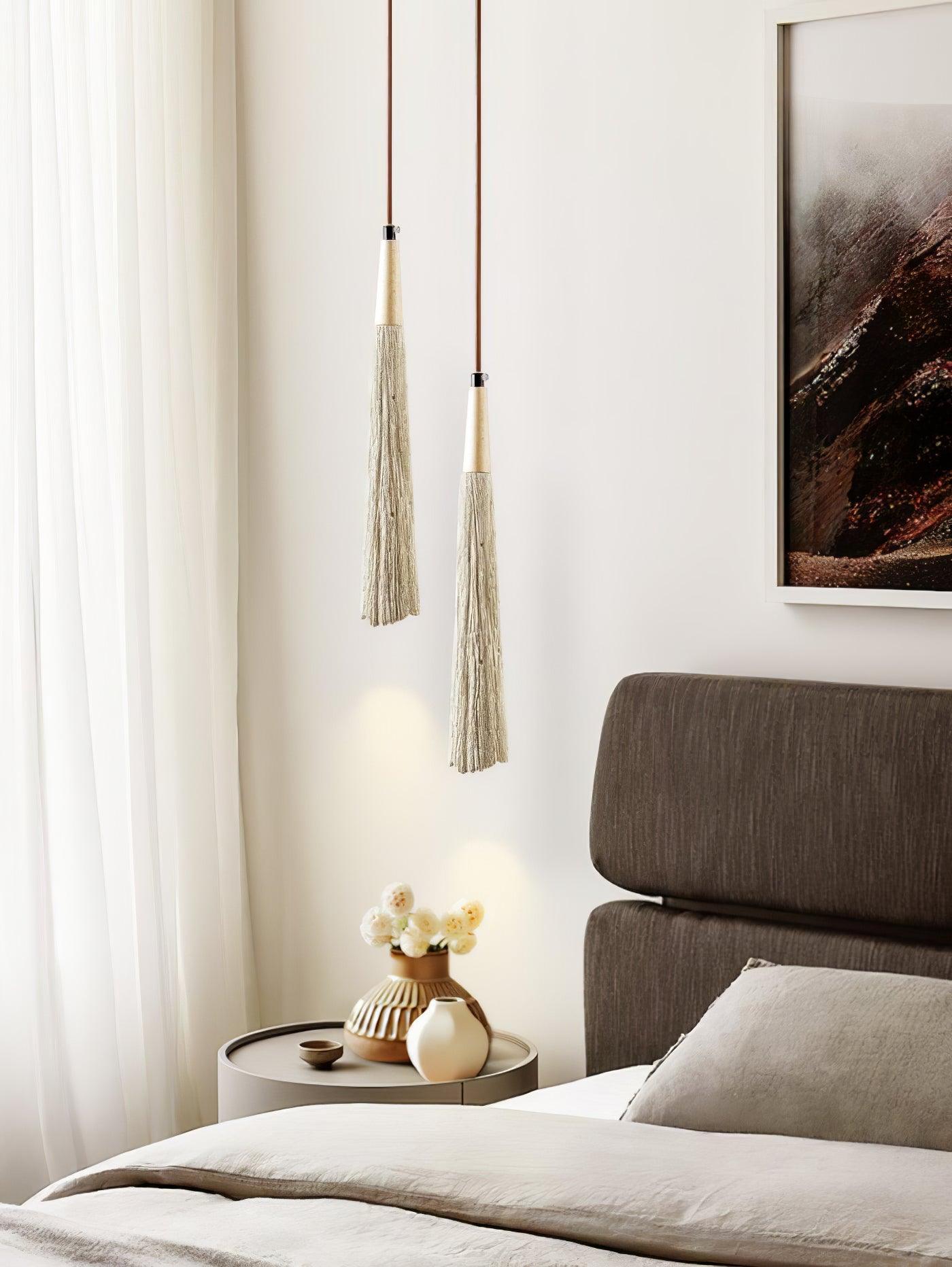 Pleated Concrete Pendant Light with Wood Accents for Modern Dining and Kitchen Decor