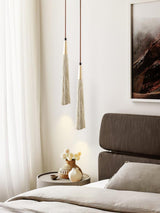 Pleated Concrete Pendant Light with Wood Accents for Modern Dining and Kitchen Decor