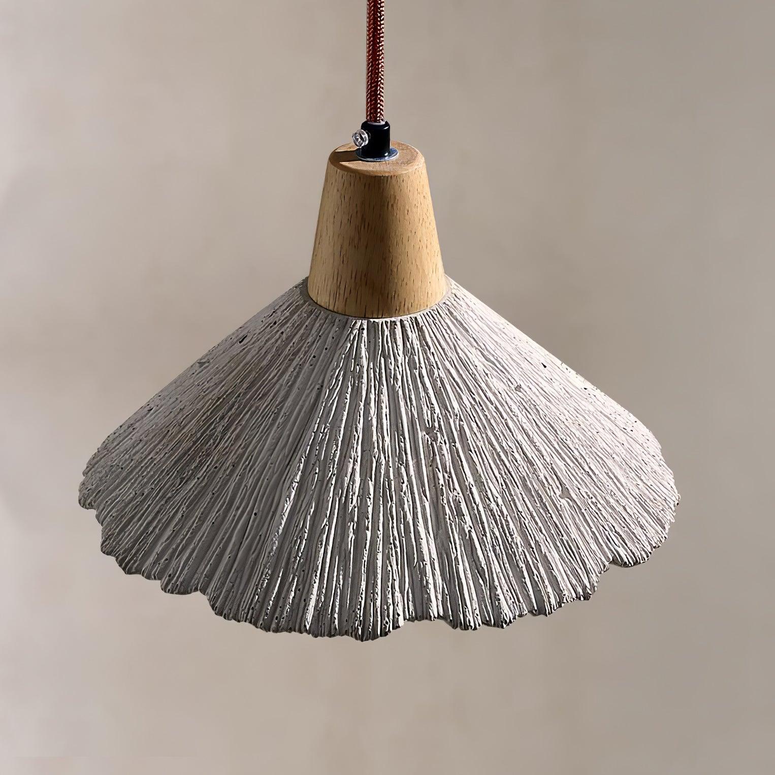 Pleated Concrete Pendant Light with Wood Accents for Modern Dining and Kitchen Decor