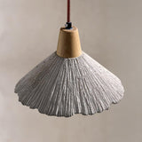 Pleated Concrete Pendant Light with Wood Accents for Modern Dining and Kitchen Decor