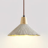 Pleated Concrete Pendant Light with Wood Accents for Modern Dining and Kitchen Decor