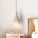 Pleated Concrete Pendant Light with Wood Accents for Modern Dining and Kitchen Decor