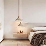 Pleated Concrete Pendant Light with Wood Accents for Modern Dining and Kitchen Decor