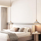 Pleated Concrete Pendant Light with Wood Accents for Modern Dining and Kitchen Decor