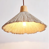 Pleated Concrete Pendant Light with Wood Accents for Modern Dining and Kitchen Decor