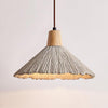 Pleated Concrete Pendant Light with Wood Accents for Modern Dining and Kitchen Decor