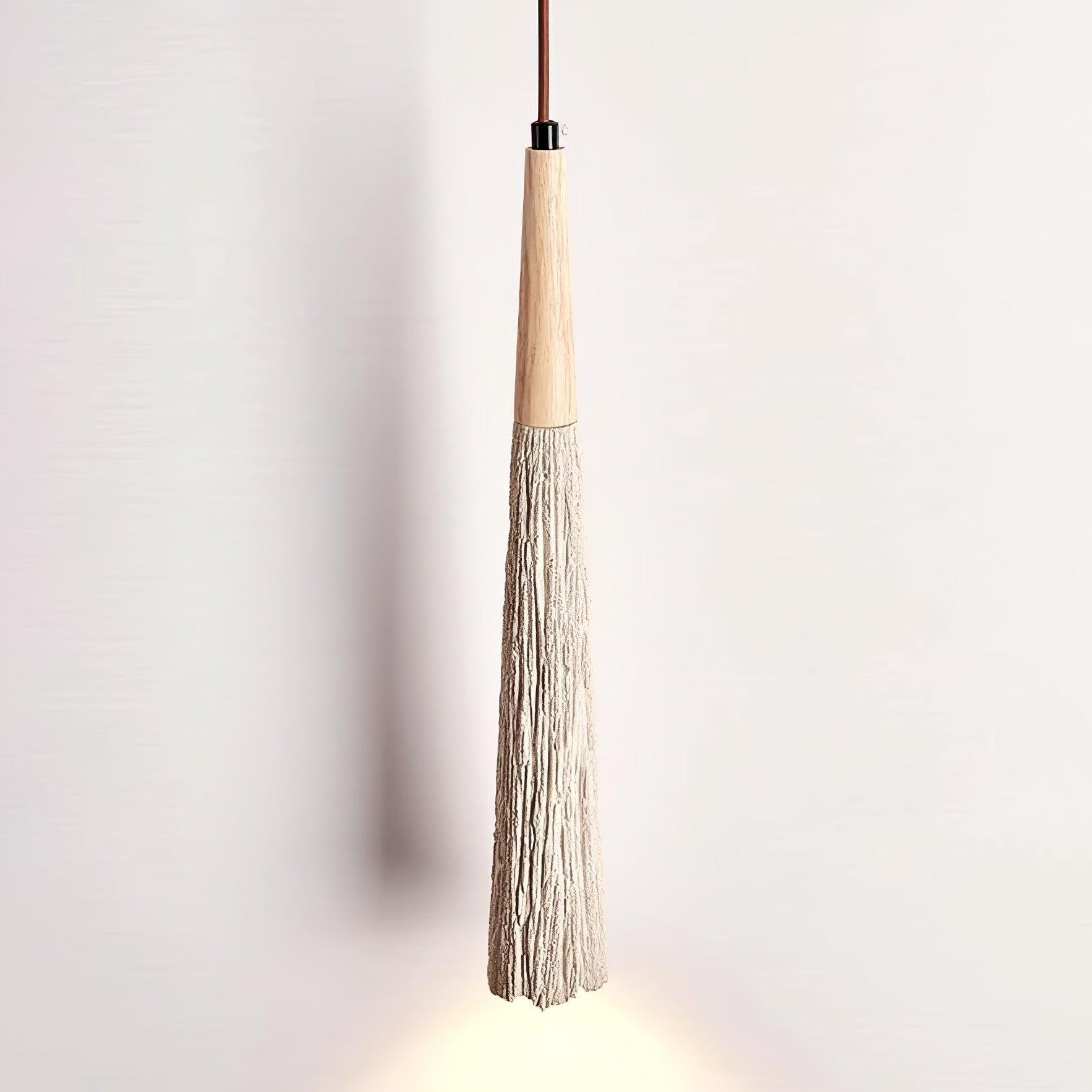 Pleated Concrete Pendant Light with Wood Accents for Modern Dining and Kitchen Decor