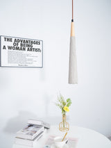 Pleated Concrete Pendant Light with Wood Accents for Modern Dining and Kitchen Decor