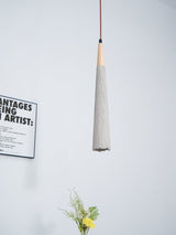 Pleated Concrete Pendant Light with Wood Accents for Modern Dining and Kitchen Decor