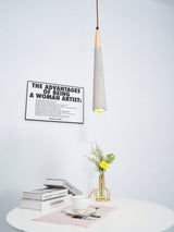 Pleated Concrete Pendant Light with Wood Accents for Modern Dining and Kitchen Decor