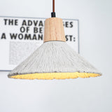 Pleated Concrete Pendant Light with Wood Accents for Modern Dining and Kitchen Decor