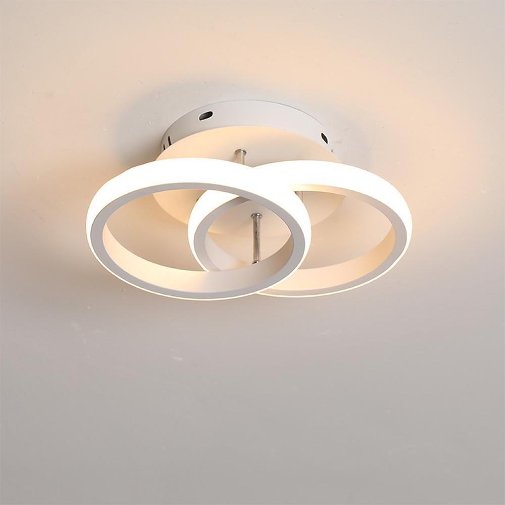 Modern 2 Ring LED Flush Mount Ceiling Light Metal Geometric Fixture for Hallway and Bedroom