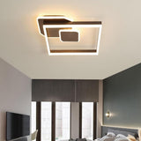 Modern Geometric Square Dimmable LED Flush Mount Ceiling Light Fixture for Living Room Bedroom Gold Coffee