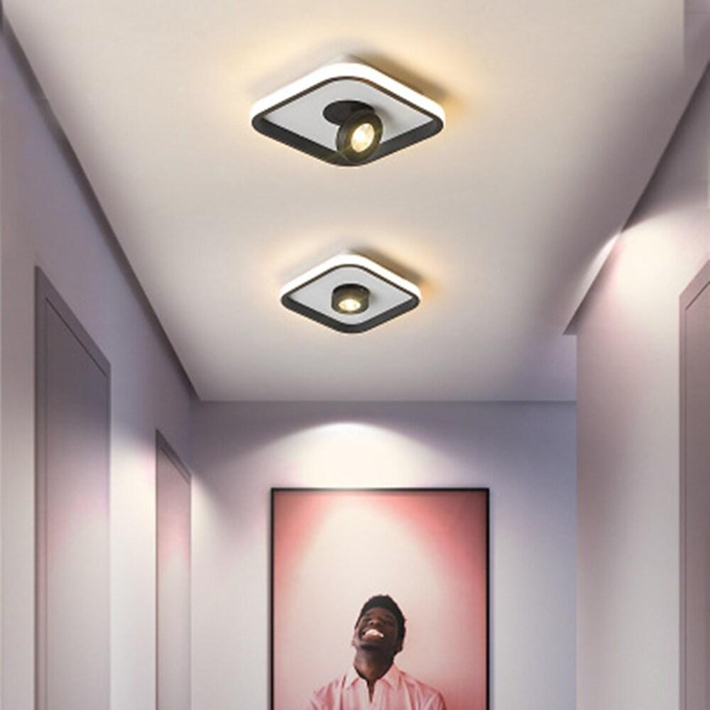 Modern Adjustable Square LED Ceiling Flush Mount Spotlight for Hallways and Porches