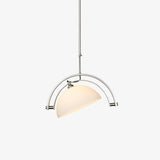 Polished Chrome Industrial Pendant Light with White Methacrylate Diffuser