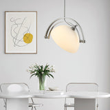 Polished Chrome Industrial Pendant Light with White Methacrylate Diffuser